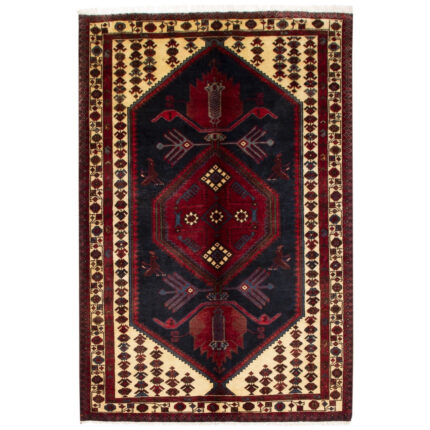 Luxurious Saveh Wool Hand-Knotted Rug - Navy 3m x 2.83m