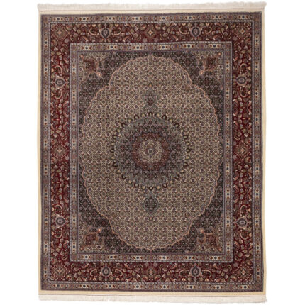 Luxurious Five-Meter Hand-Knotted Wool & Silk Rug from Birjand