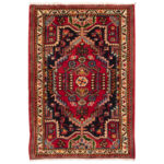 Luxurious Half-Meter Toyserkan Hand-Knotted Wool Rug in Navy