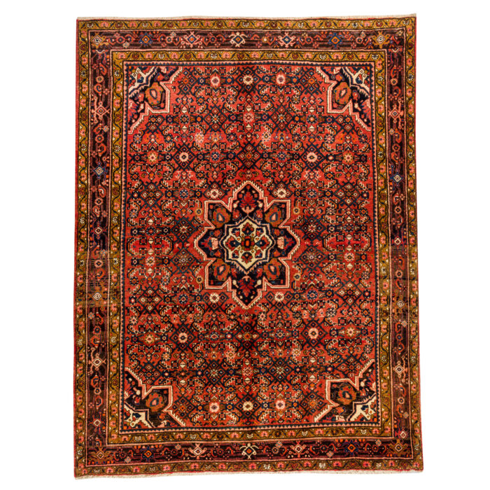 Luxurious Four-Meter Hand-Knotted Hamedan Wool Rug