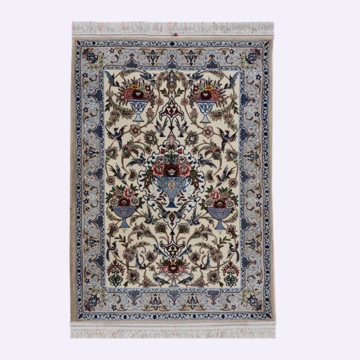Luxurious Isfahan Silk Hand-Knotted Rug - Exquisite One Meter Size