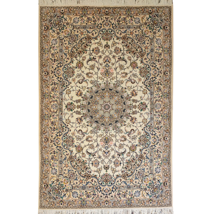 Luxurious Four-Meter Nain Design Hand-Knotted Silk Rug