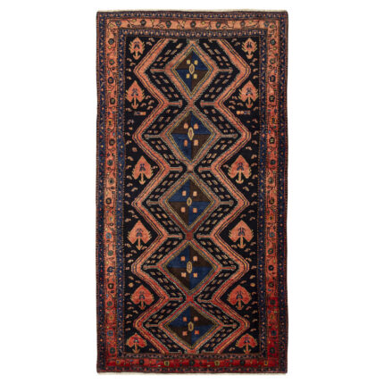 Luxurious Kermanshah Hand-Knotted Rug - 5m Navy Wool Beauty