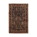 Luxurious Hand-Knotted Kermanshah Wool Rug - Navy Blue Beauty