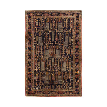 Luxurious Hand-Knotted Kermanshah Wool Rug - Navy Blue Beauty