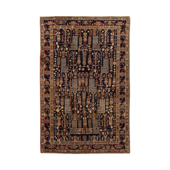 Luxurious Hand-Knotted Kermanshah Wool Rug - Navy Blue Beauty