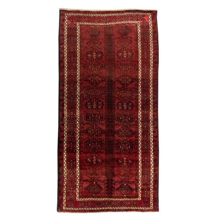 Luxurious Three-Meter Hand-Knotted Balochistan Wool Rug