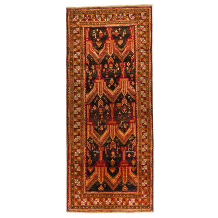 Luxurious Hand-Knotted Four-Meter Balochistan Wool Rug in Navy