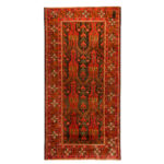 Luxurious 3.5m Hand-Knotted Wool Rug in Navy - Traditional Balochi Design