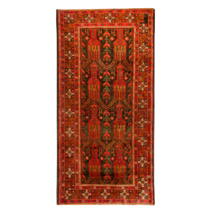 Luxurious 3.5m Hand-Knotted Wool Rug in Navy - Traditional Balochi Design