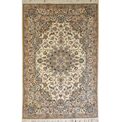 Luxurious Nain Design Hand-Knotted Silk Rug - 4m2 Cream Masterpiece