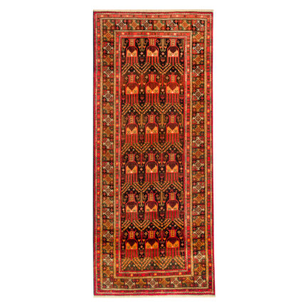 Luxurious 3.5m Hand-Knotted Balochistan Wool Rug in Navy
