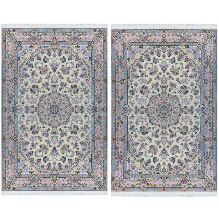 Luxurious Nain Silk and Fleece Hand-Knotted Rug Set - 7m2