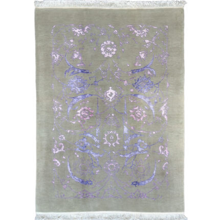 Exquisite 4m Hand-Knotted Silk and Wool Rug by Naqshpour