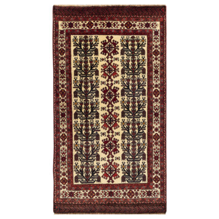 Luxurious Hand-Knotted Baloch Wool Rug - Cream 1.57m2