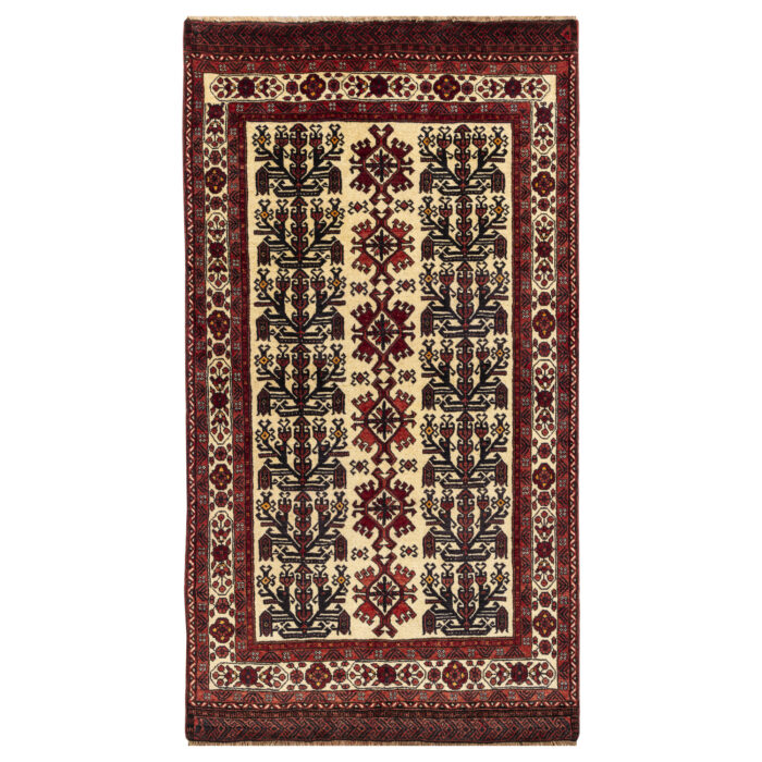 Luxurious Hand-Knotted Baloch Wool Rug - Cream 1.57m2