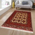 Luxurious Hand-Knotted Rhombus Design Rug from Khorasan - 1.5m