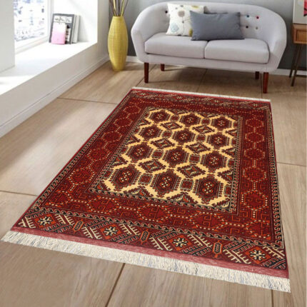 Luxurious Hand-Knotted Rhombus Design Rug from Khorasan - 1.5m