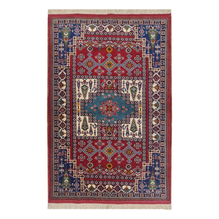 Luxurious 3m Hand-Knotted Qashqai Wool Silk Rug - Exquisite Mashhad Design