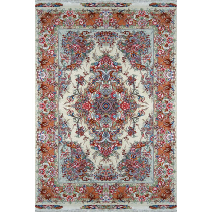 Luxurious Hand-Knotted Silk and Fleece Khatibi Rug from Tabriz