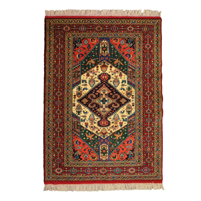 Luxurious Two-Meter Hand-Knotted Qashqai Rug from Khorasan