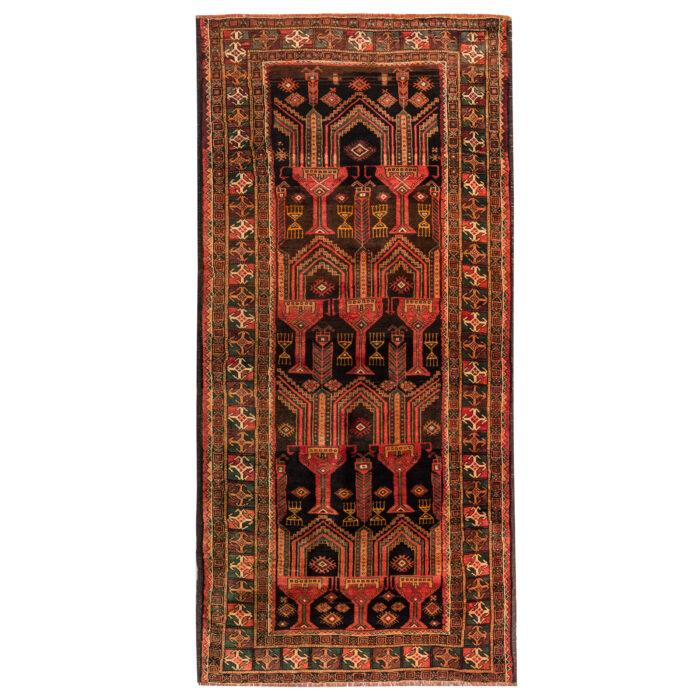 Luxurious 3.5m Balochistan Hand-Knotted Wool Rug in Navy