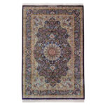 Luxurious Hand-Knotted Silk Taranji Rug - Exquisite Qom Origin