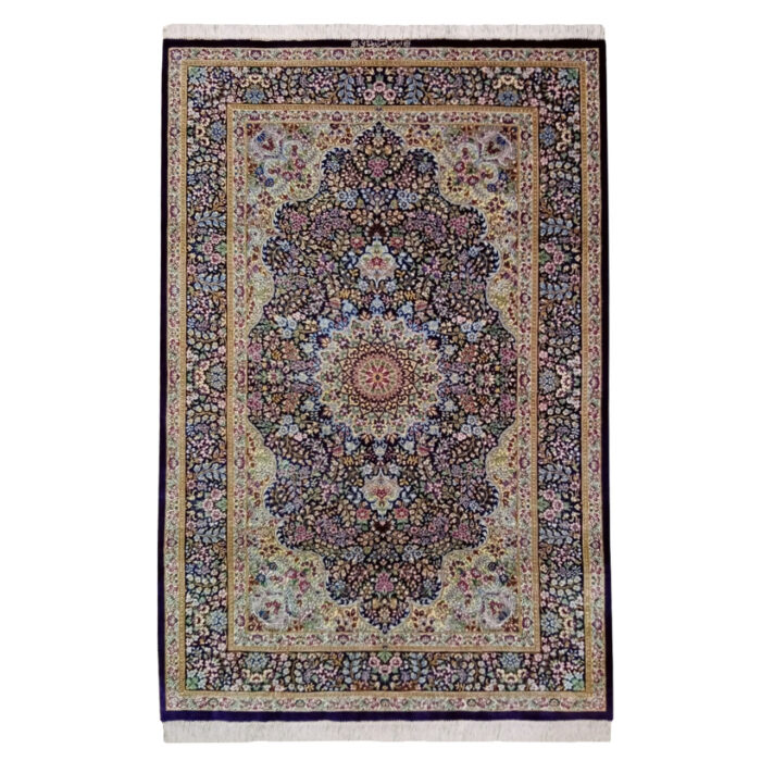 Luxurious Hand-Knotted Silk Taranji Rug - Exquisite Qom Origin