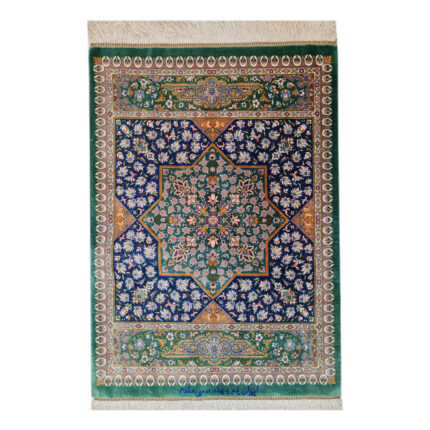 Luxurious Qom Silk Hand-Knotted Rug - 0.4 m2