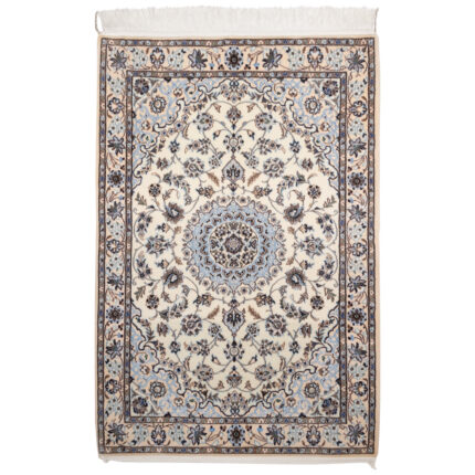 Luxurious Nain Persian Handmade Rug - Wool & Silk | Cream | 120x81x1 cm