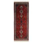 Luxurious Two Meter Hand-Knotted Red Wool Rug - Abadeh Textile