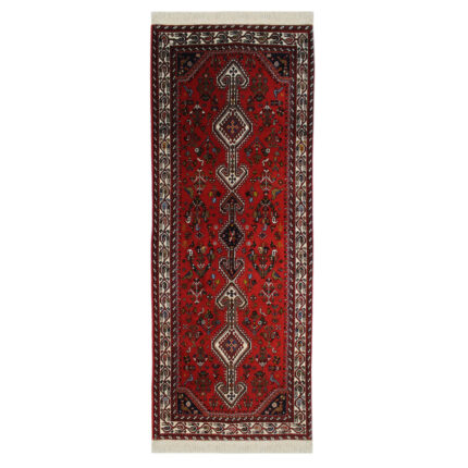 Luxurious Two Meter Hand-Knotted Red Wool Rug - Abadeh Textile