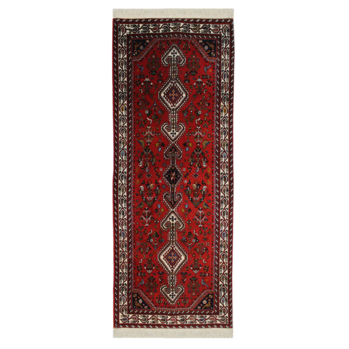 Luxurious Two Meter Hand-Knotted Red Wool Rug - Abadeh Textile