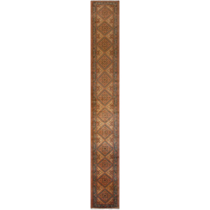 Luxurious Four-Meter Hand-Knotted Harris Wool Rug in Cream