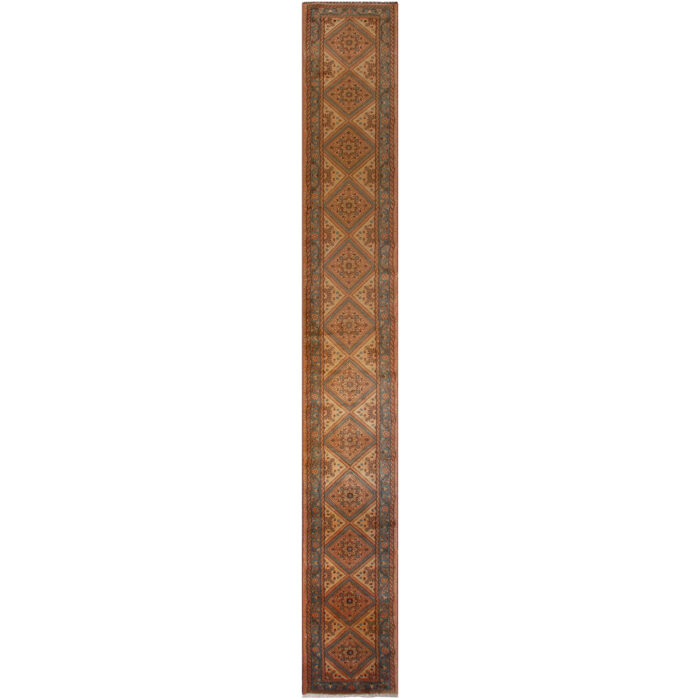 Luxurious Four-Meter Hand-Knotted Harris Wool Rug in Cream