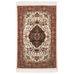 Luxury Bijar Wool Silk Hand-Knotted Rug - Cream 2.1m2