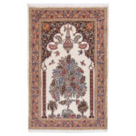 Luxurious Qom Silk and Fleece Hand-Knotted Rug - Parabolic Design