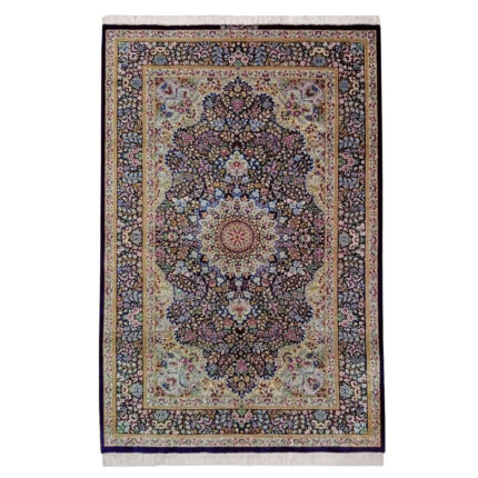 Luxurious 1.5m Hand-Knotted Silk Rug with Taranji Design