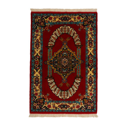 Luxurious Three-Meter Hand-Knotted Wool Silk Rug from Golestan
