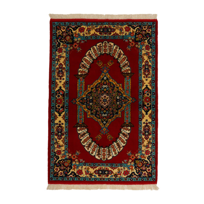 Luxurious Three-Meter Hand-Knotted Wool Silk Rug from Golestan