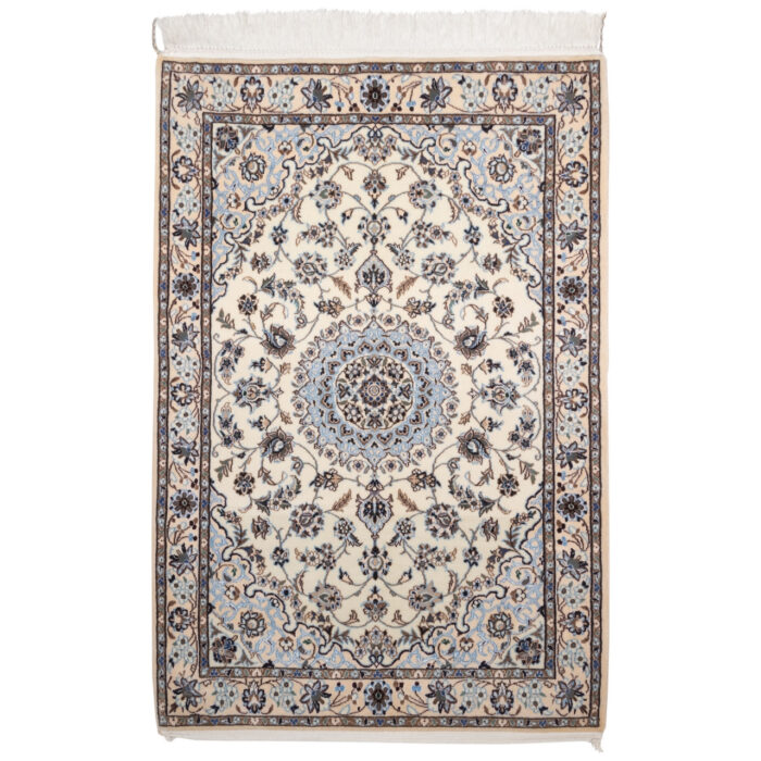 Luxurious Persian Nain Wool Silk Hand-Knotted Rug - Cream 120x81 cm