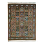 Exquisite One-Meter Hand-Knotted Qom Rug with Clay Pattern