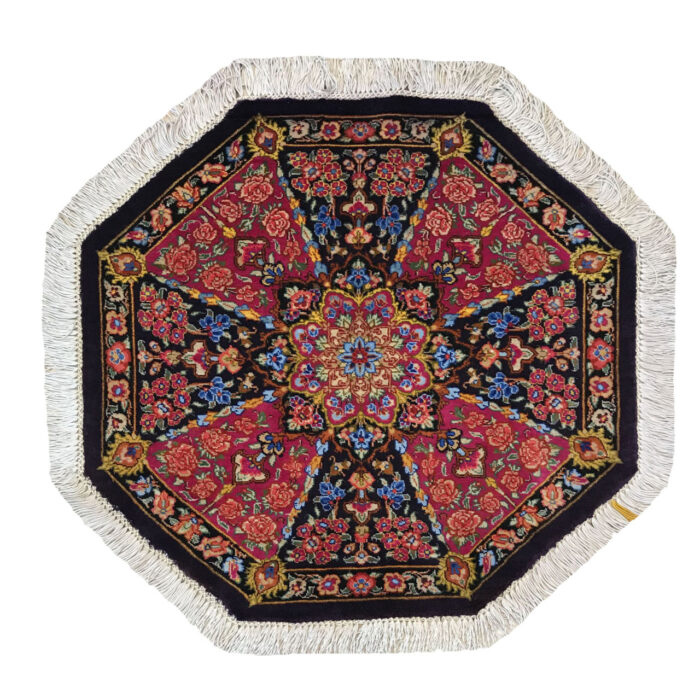Luxurious Hand-Knotted Silk Rug - Geometric Design