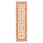 Luxurious Handwoven Tabriz Persian Silk Rug - 2m Long Cream