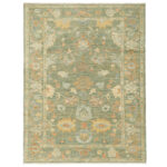 Luxury 5m Sultanabad Hand-Knotted Wool Rug in Green