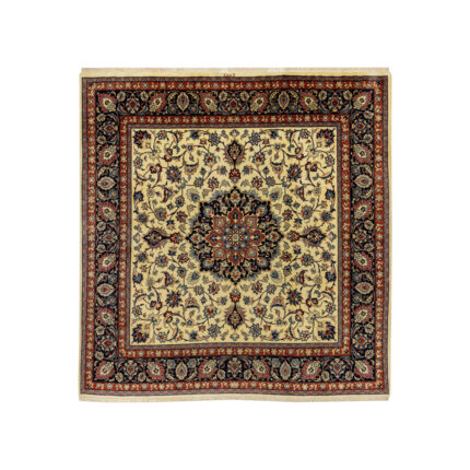 Luxurious 6m Hand-Knotted Khorasan Wool Rug - Cream