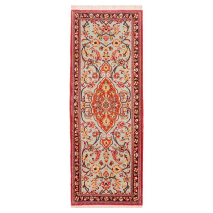 Luxurious Persian Qom Hand-Woven Side Rugs - One Meter Long