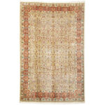 Luxurious Ten Meter Tabriz Hand-Knotted Rug in Cream