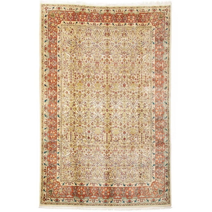 Luxurious Ten Meter Tabriz Hand-Knotted Rug in Cream