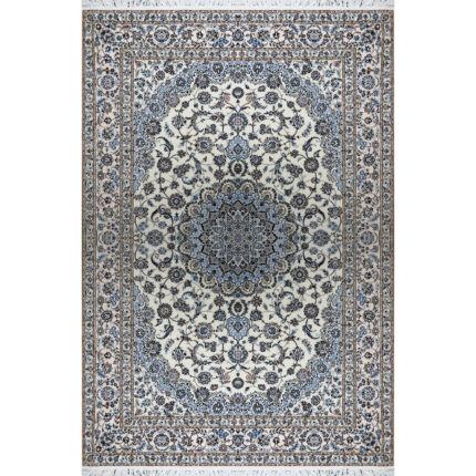 Luxurious 9m Hand-Knotted Silk Rug | Nain Origin | Cream Background